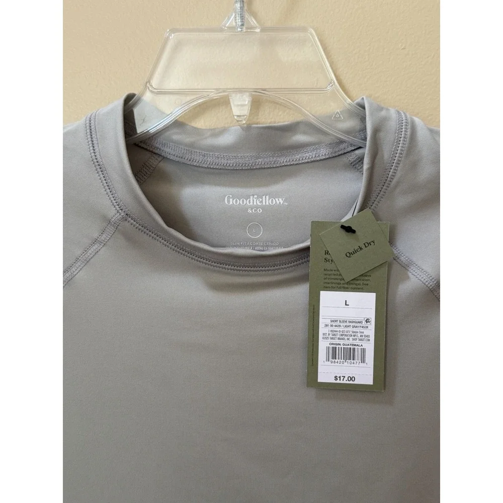 Goodfellow & Co Men's Short Sleeve Rash Guard Top UPF 50+ Gray Sz L NWT